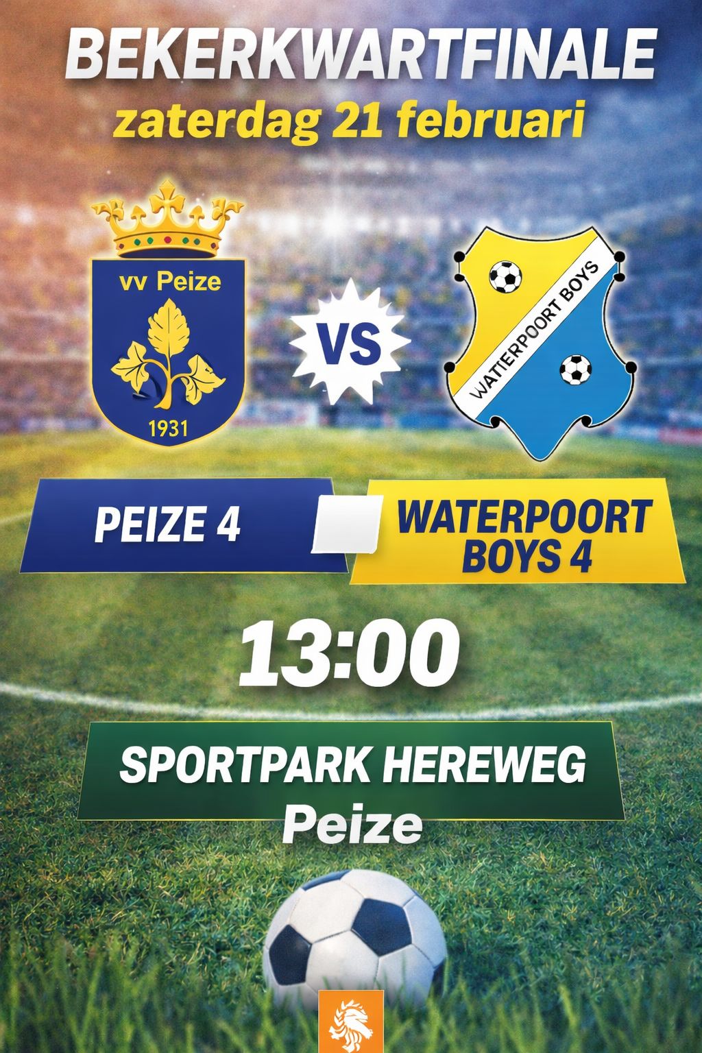 Een heuse beker finale op zatedag 21 februari