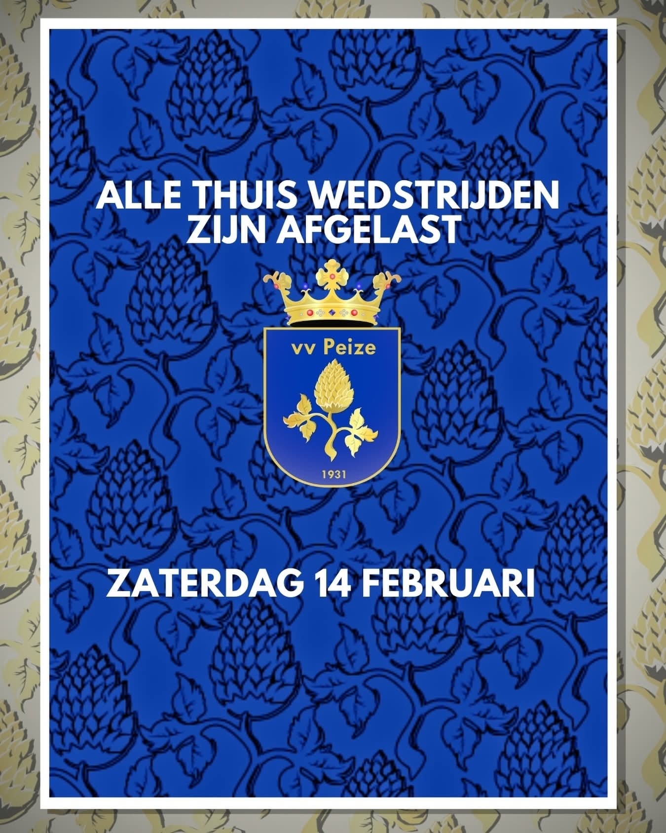 Thuis wedstrijden afgelast